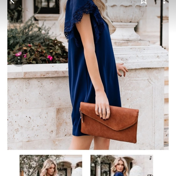 Vici Dresses & Skirts - VICI Navy lace shrt sleeve shift dress